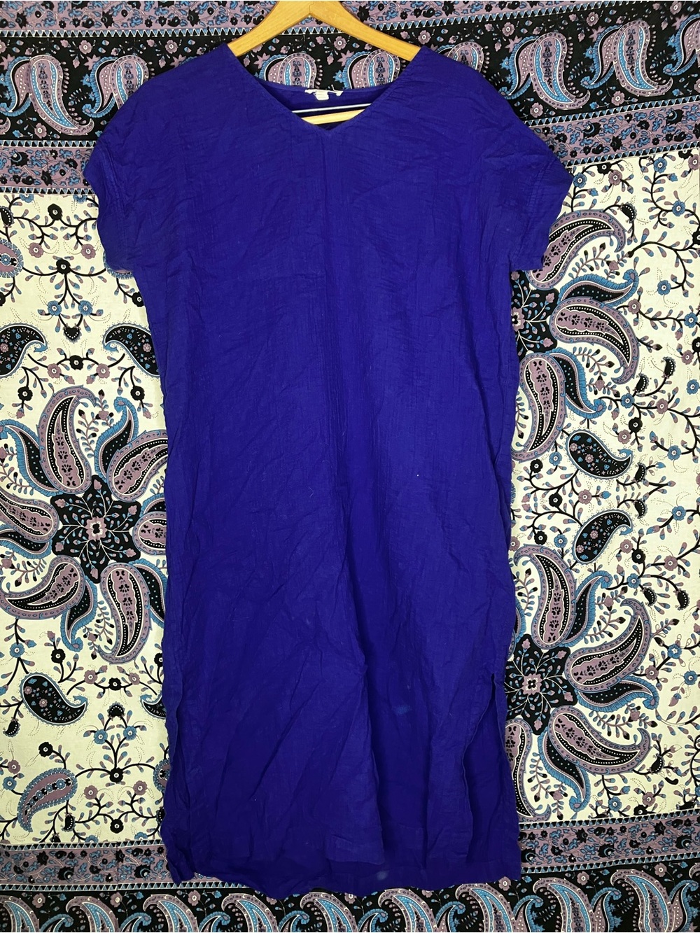 Eileen Fisher v neck organic cotton midi dress PL
